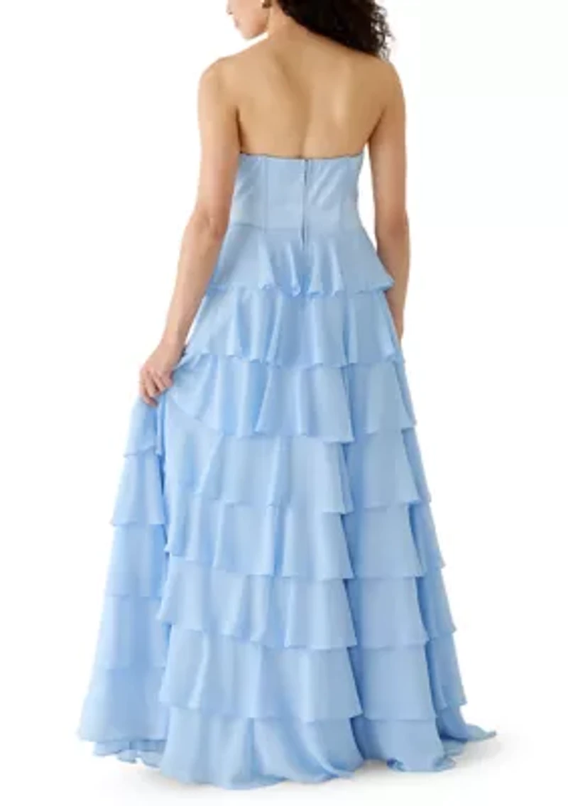 WOmen's Mixed Media Tiered Ruffle Dress