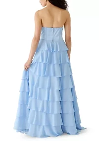 WOmen's Mixed Media Tiered Ruffle Dress