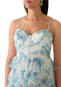 Women's Sleeveless Printed Ruffle Tiered Maxi Dress