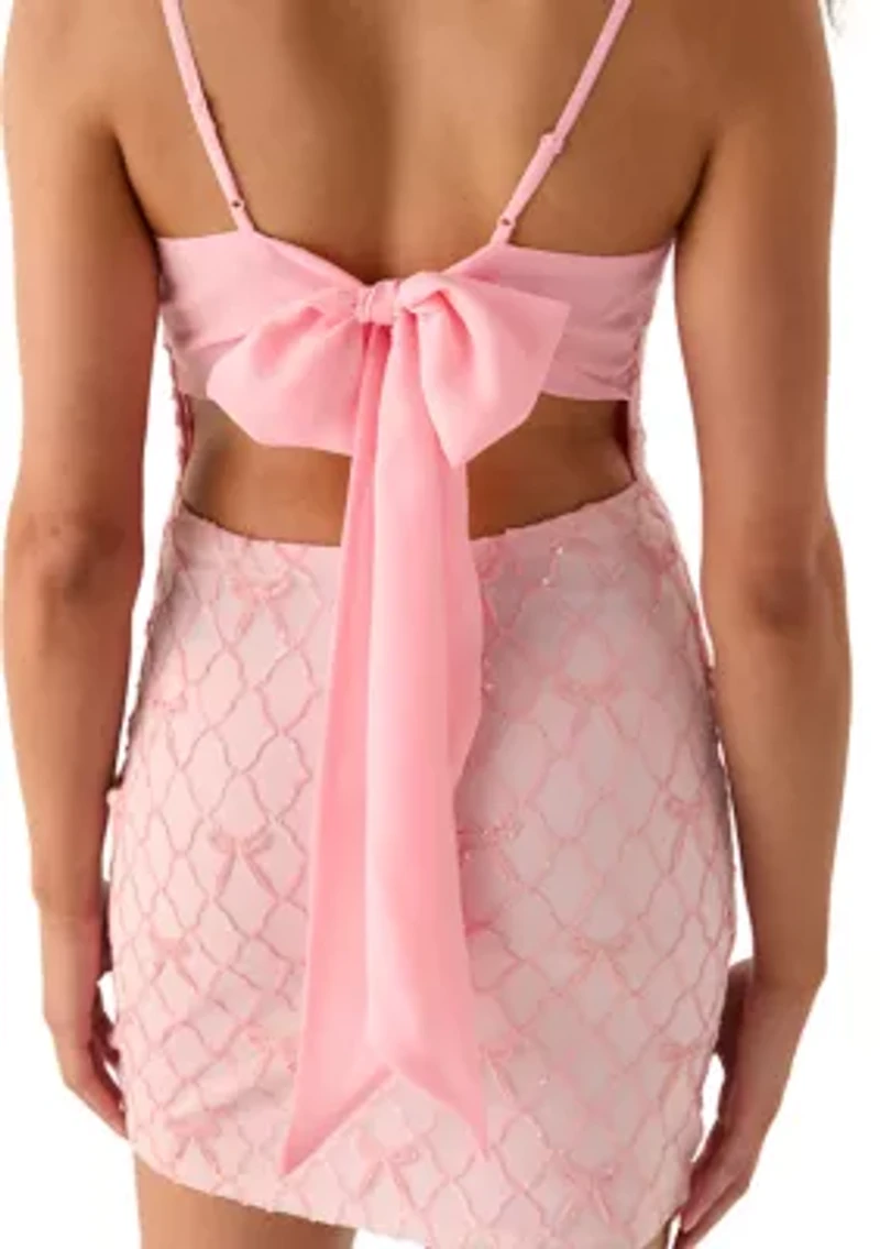 Spaghetti Strap Square neck Bodycon Dress with Back Tie
