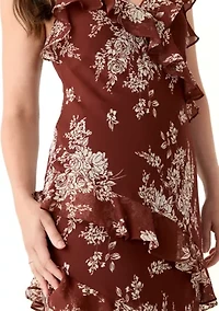 Spaghetti Strap V-Neck Cascading Ruffle Maxi Dress