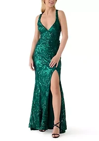 Women's Pattern Sequin Gown
