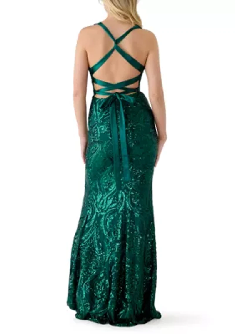 Women's Pattern Sequin Gown