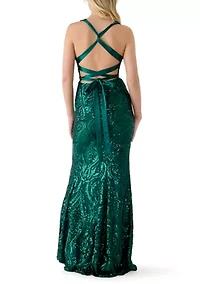 Women's Pattern Sequin Gown