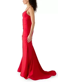 Women's Stretchy Shiny Knit Cowl Gown