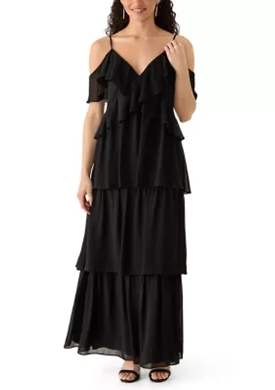 Spaghetti Strap Ruffle Maxi Dress