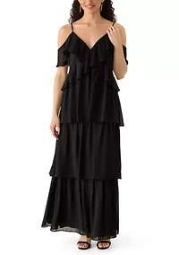 Spaghetti Strap Ruffle Maxi Dress