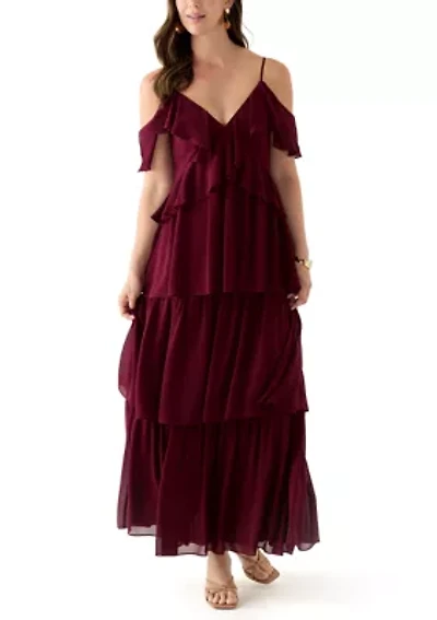 Spaghetti Strap Ruffle Maxi Dress