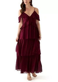 Spaghetti Strap Ruffle Maxi Dress