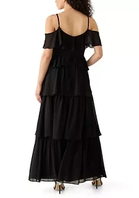 Spaghetti Strap Ruffle Maxi Dress