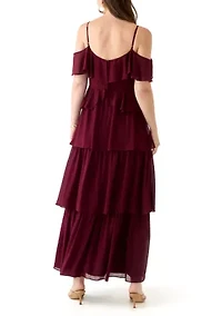 Spaghetti Strap Ruffle Maxi Dress