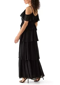Spaghetti Strap Ruffle Maxi Dress