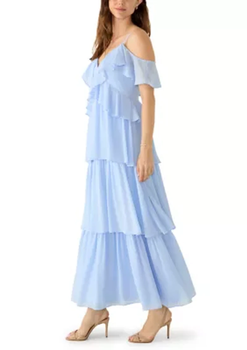 Spaghetti Strap Ruffle Maxi Dress