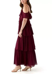 Spaghetti Strap Ruffle Maxi Dress