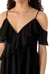 Spaghetti Strap Ruffle Maxi Dress