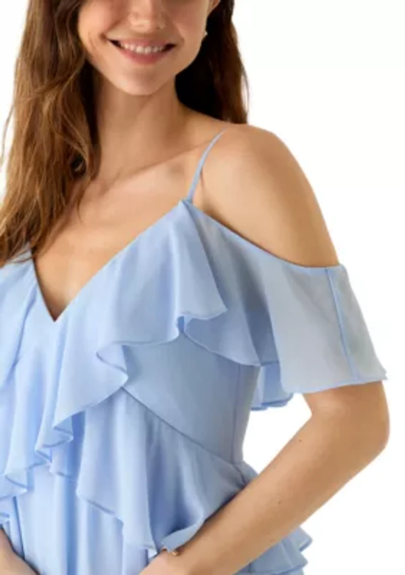 Spaghetti Strap Ruffle Maxi Dress