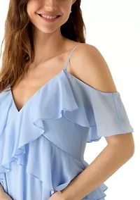 Spaghetti Strap Ruffle Maxi Dress