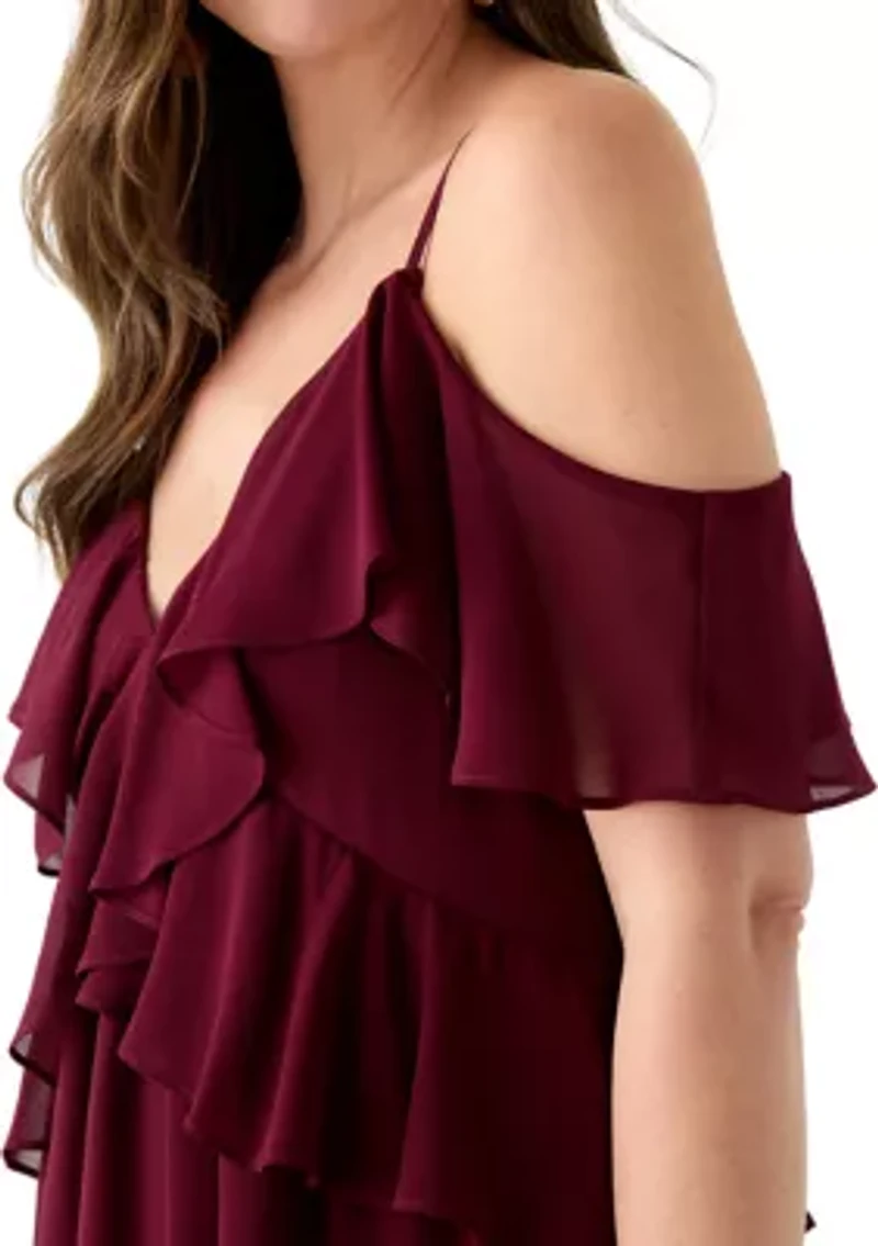 Spaghetti Strap Ruffle Maxi Dress