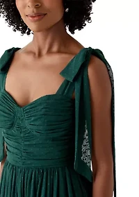 Women's Sleeveless Tie Shoulder Ruffle Tiered Midi Dress