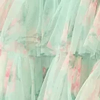 Women's Sleeveless Printed Tiered Ruffle Floral Gown
