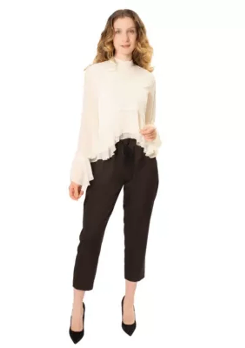 RUFFLE TRIM BLOUSE