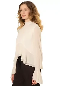 RUFFLE TRIM BLOUSE