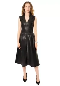 FAUX LEATHER ZIP DRESS