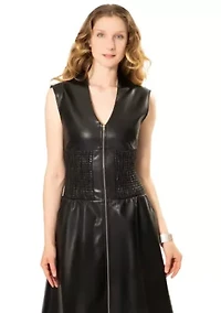 FAUX LEATHER ZIP DRESS