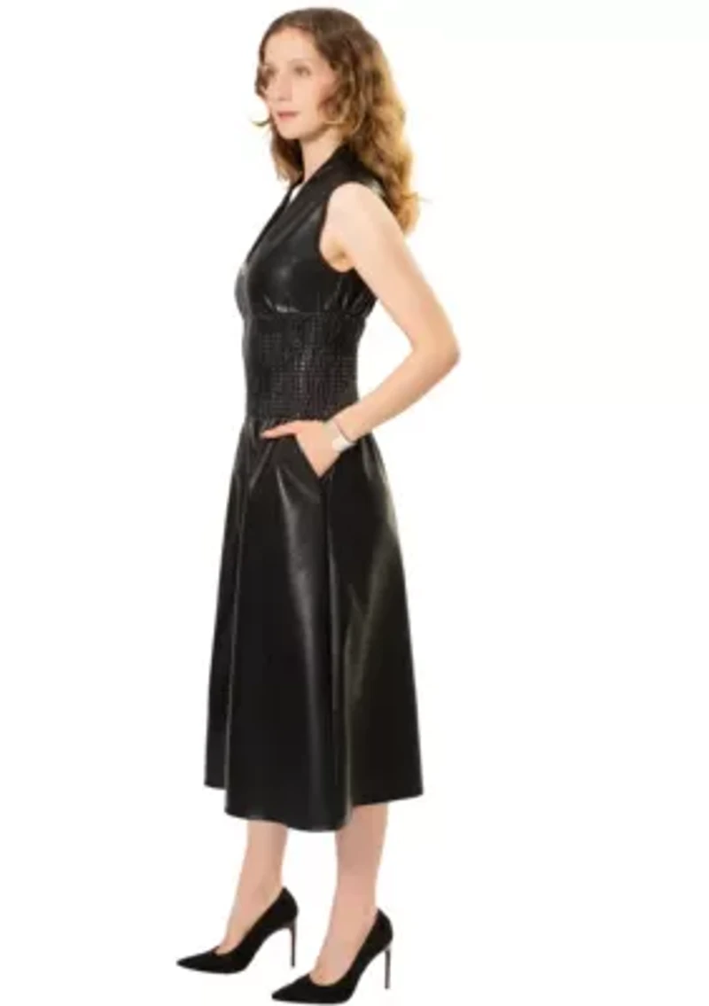 FAUX LEATHER ZIP DRESS