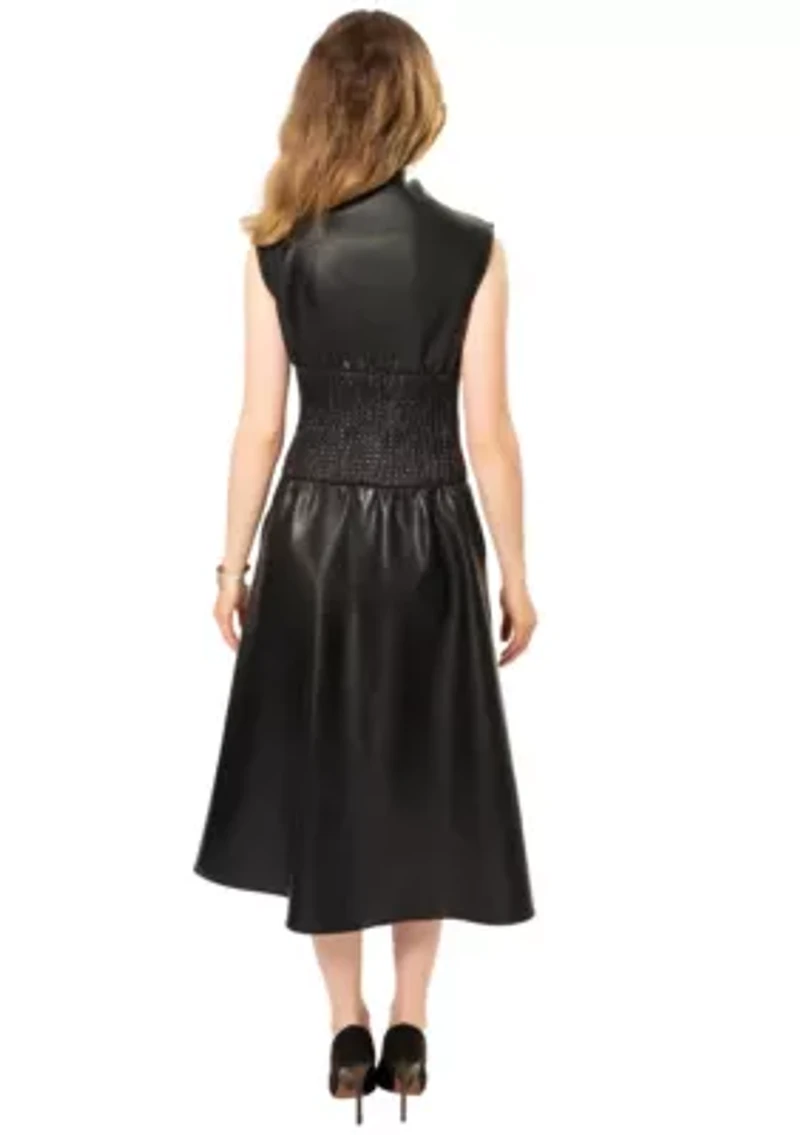 FAUX LEATHER ZIP DRESS