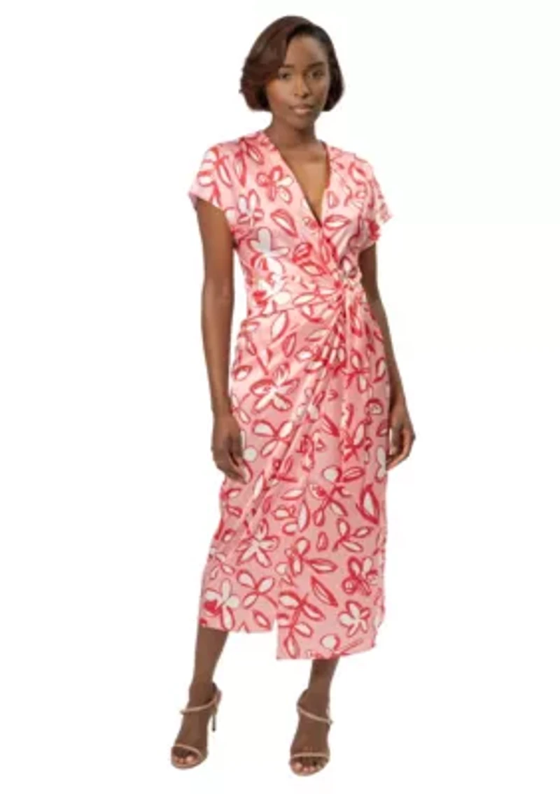 Pink Floral Side Tie Dress