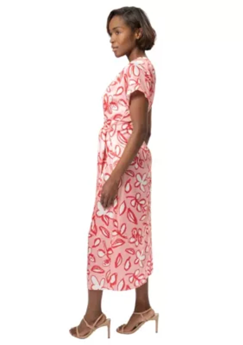 Pink Floral Side Tie Dress