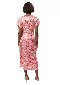 Pink Floral Side Tie Dress