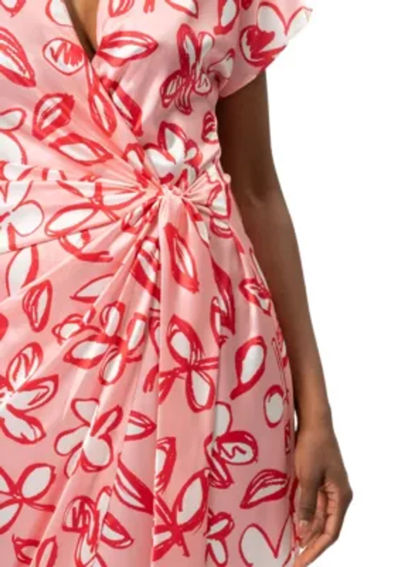 Pink Floral Side Tie Dress