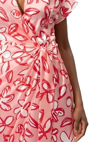 Pink Floral Side Tie Dress