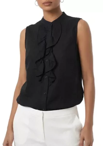 Sleeveless Ruffle Linen Top