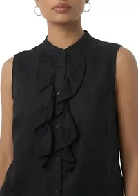 Sleeveless Ruffle Linen Top