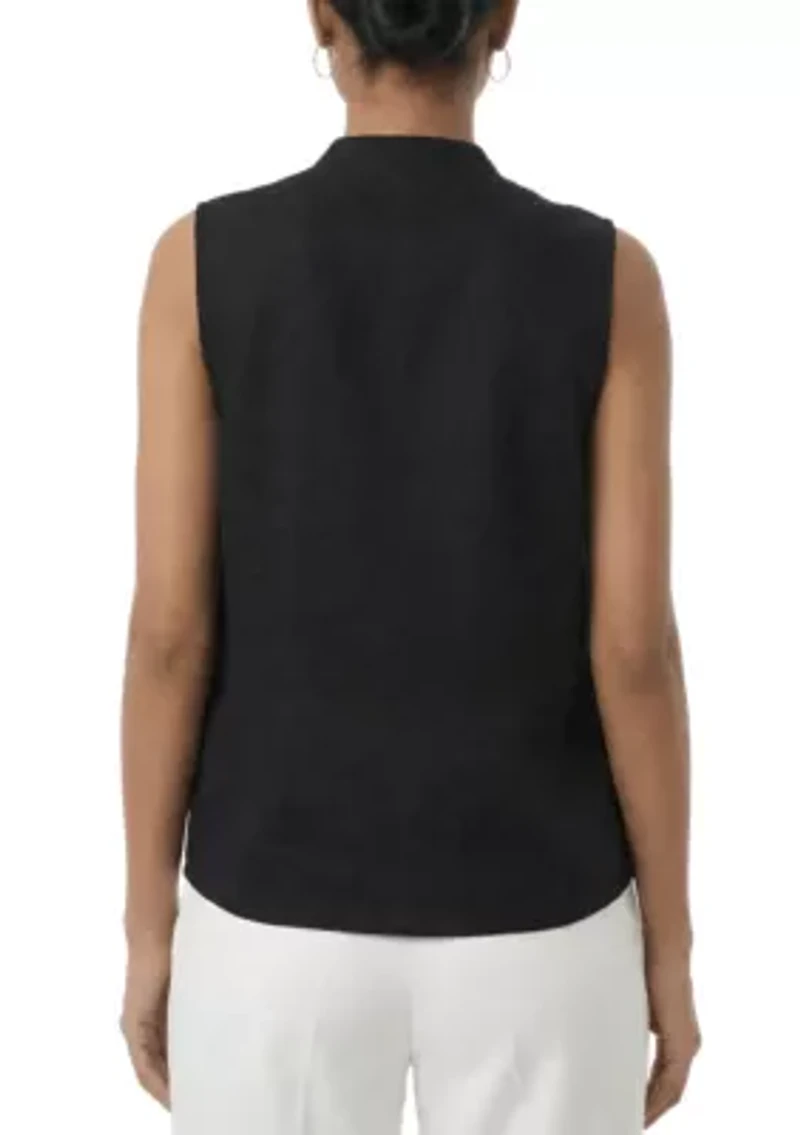 Sleeveless Ruffle Linen Top