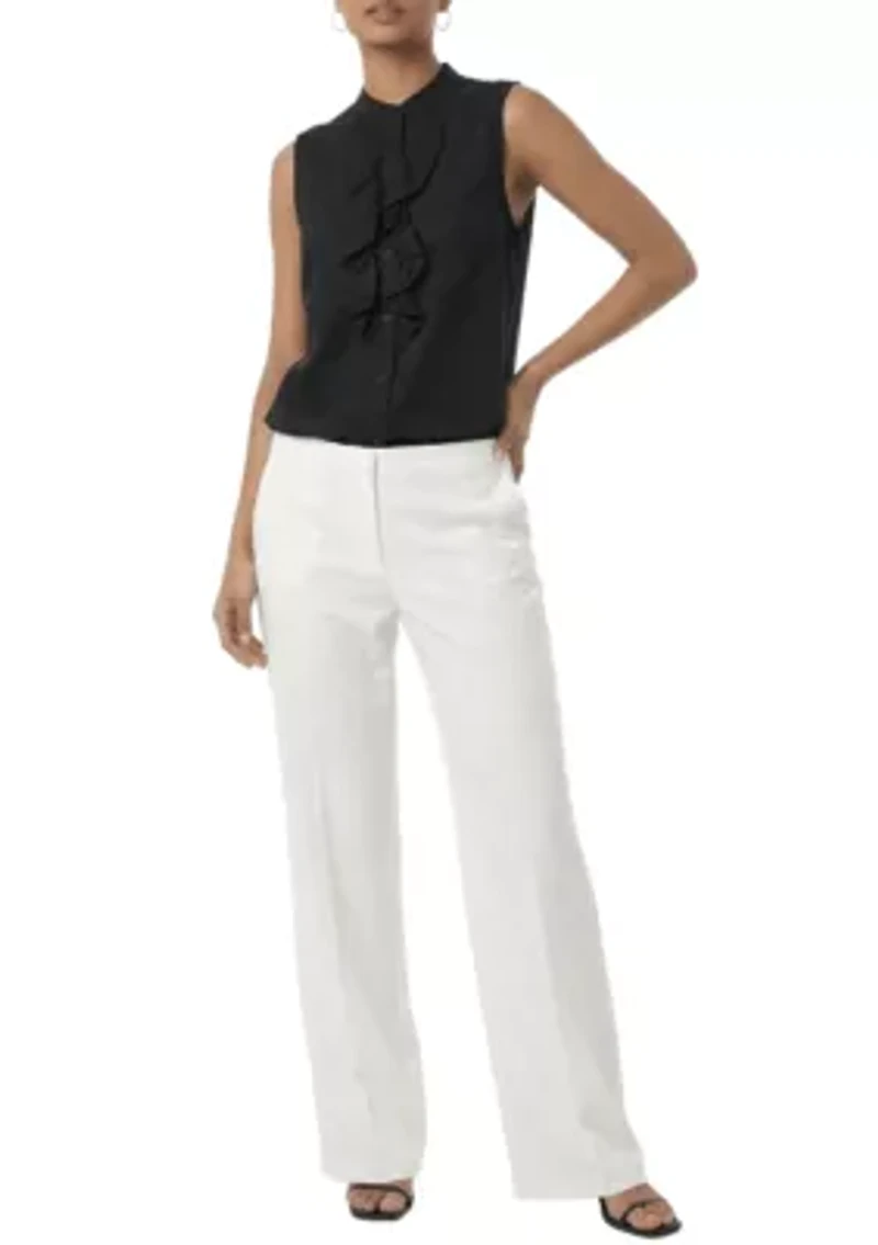 Sleeveless Ruffle Linen Top