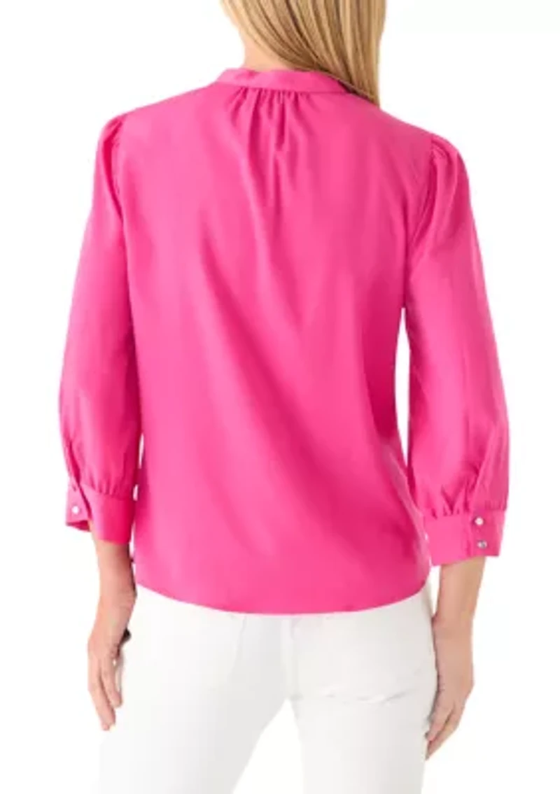 Women's Long Puff Sleeve Stand Collar Top
