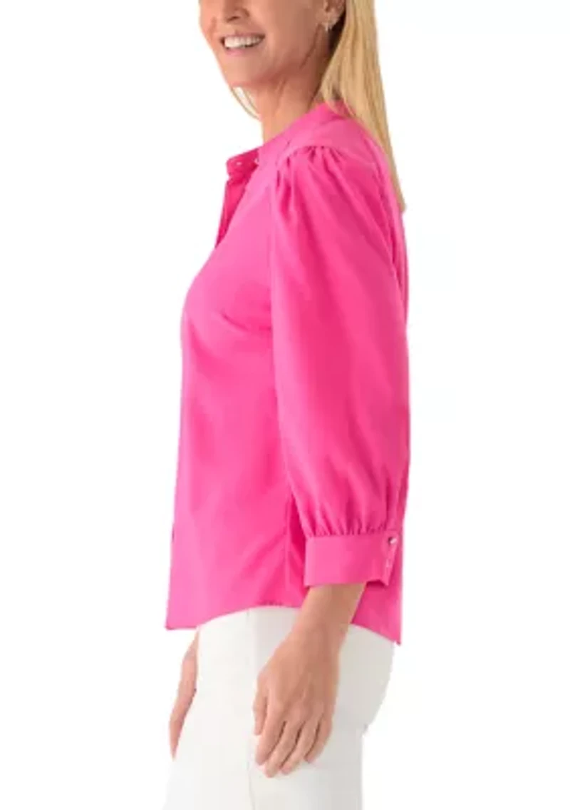 Women's Long Puff Sleeve Stand Collar Top