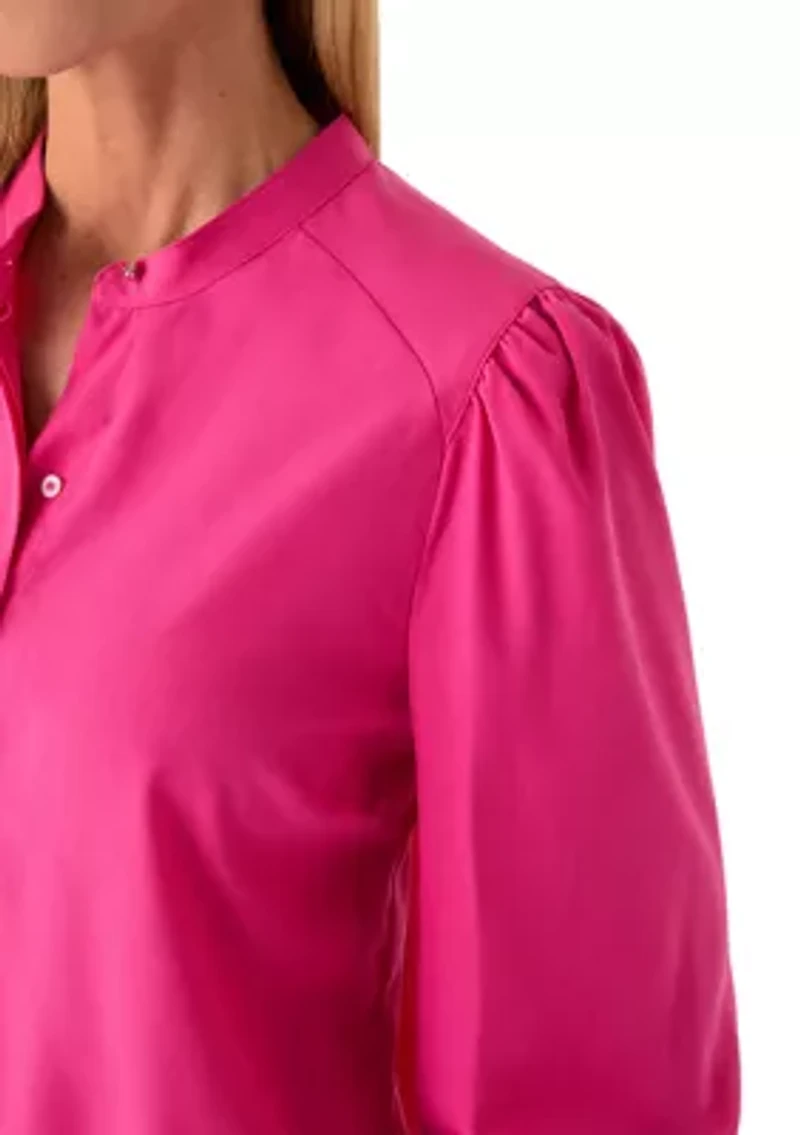 Women's Long Puff Sleeve Stand Collar Top