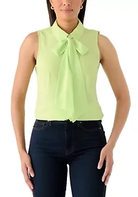 Women's Sleeveless Bow Blouse
