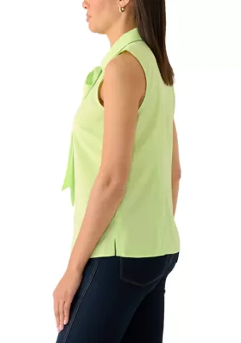 Women's Sleeveless Bow Blouse
