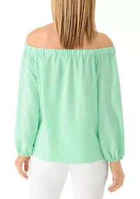 Women's Long Sleeve Off the Shoulder Bow Top