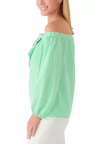 Women's Long Sleeve Off the Shoulder Bow Top