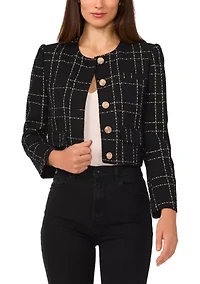 Women's Button Front Tweed Jacket