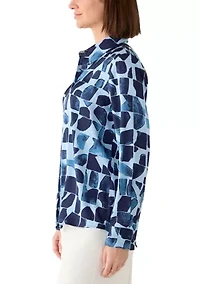 Women's Button Front Geometric Print Blouse