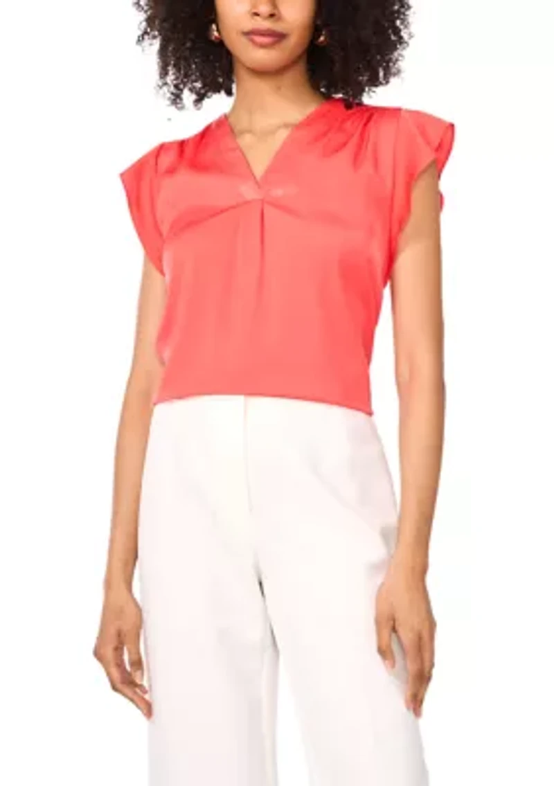 Women's V-Neck Ruffle Sleeve Blouse