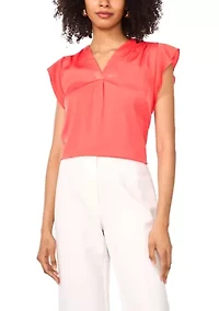 Women's V-Neck Ruffle Sleeve Blouse
